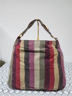 Authentic Fendi Pequin Shoulder Bag Multicolor